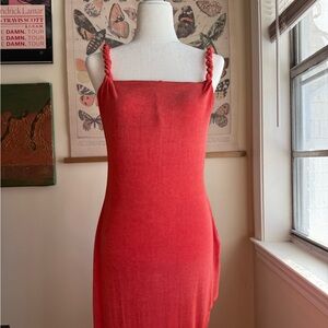 Red-orange Dress with Braided Straps